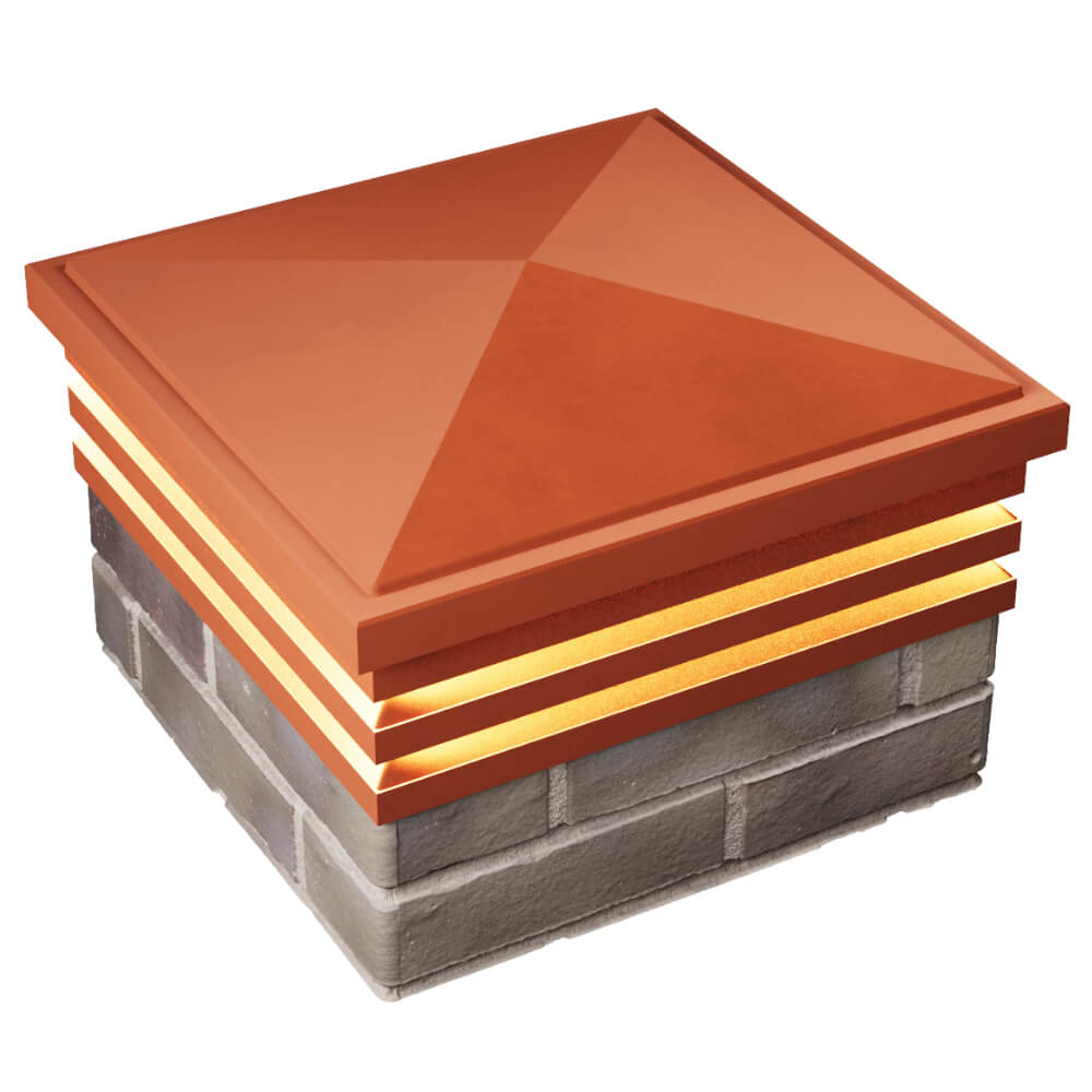 Колпак Zking Бона ХайТек Красный на столб 1.5х1.5 кирпича (385х385мм) с подсветкой в Омутнинске фото