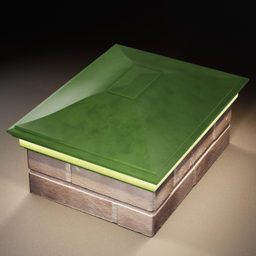 Колпак Zking Монблан Зеленый на столб 2х1.5 кирпича (515х385мм) c подсветкой в Омутнинске фото