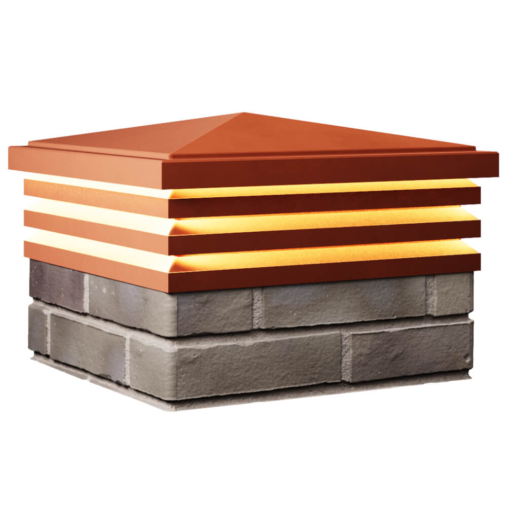 Колпак Zking Бона ХайТек Красный на столб 1.5х1.5 кирпича (385х385мм) с подсветкой в Омутнинске фото