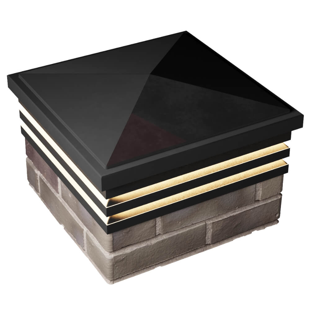 Колпак Zking Бона ХайТек Черный на столб 1.5х1.5 кирпича (385х385мм) с подсветкой в Омутнинске фото