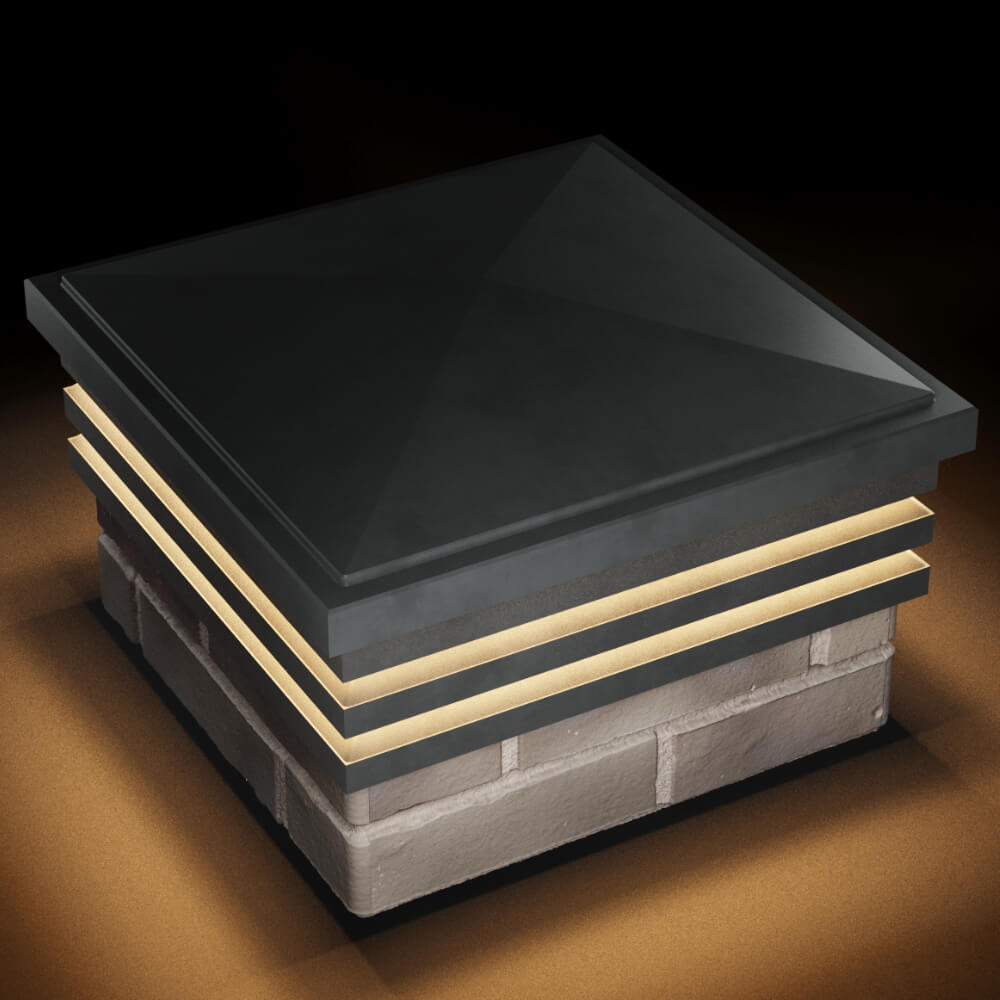 Колпак Zking Бона ХайТек Серый на столб 1.5х1.5 кирпича (385х385мм) с подсветкой в Омутнинске фото