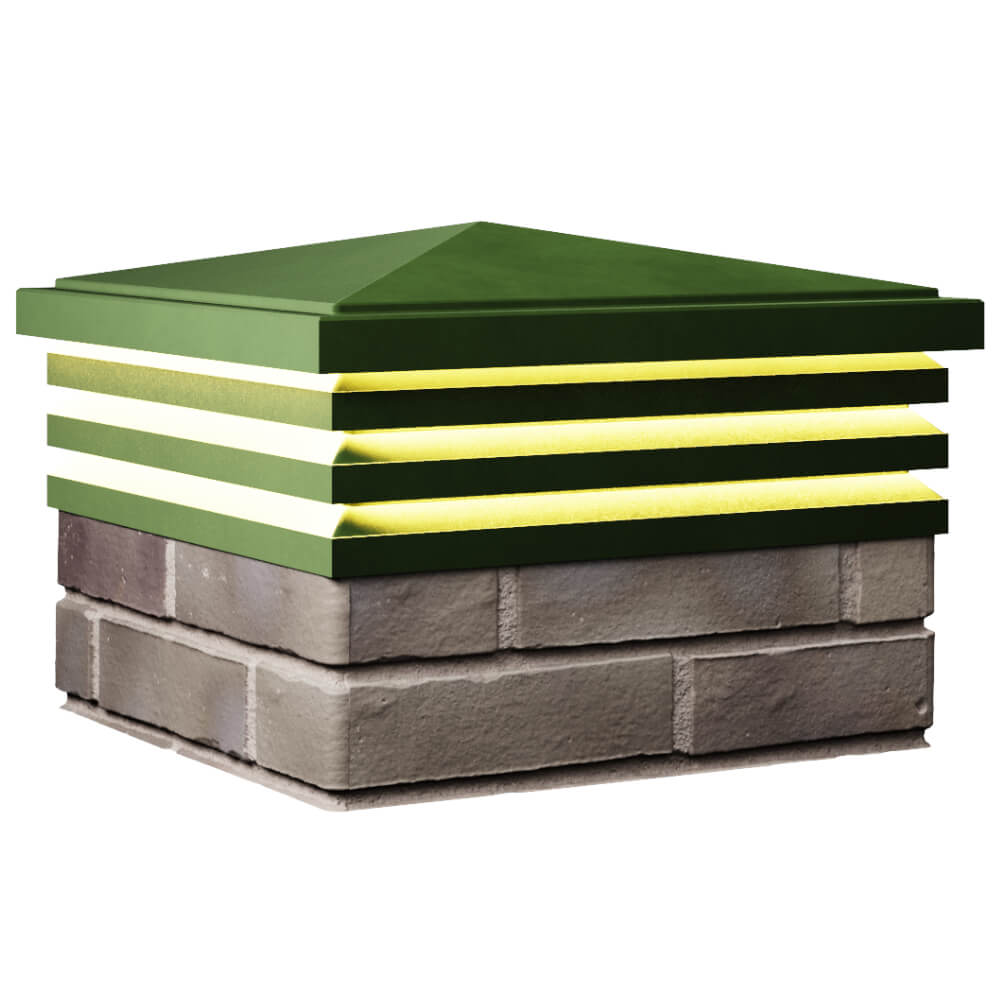 Колпак Zking Бона ХайТек Зеленый на столб 1.5х1.5 кирпича (385х385мм) с подсветкой в Омутнинске фото