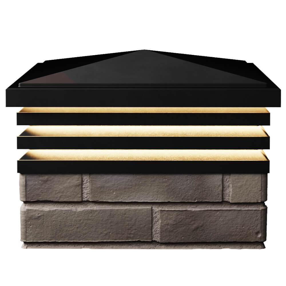 Колпак Zking Бона ХайТек Черный на столб 1.5х1.5 кирпича (385х385мм) с подсветкой в Омутнинске фото