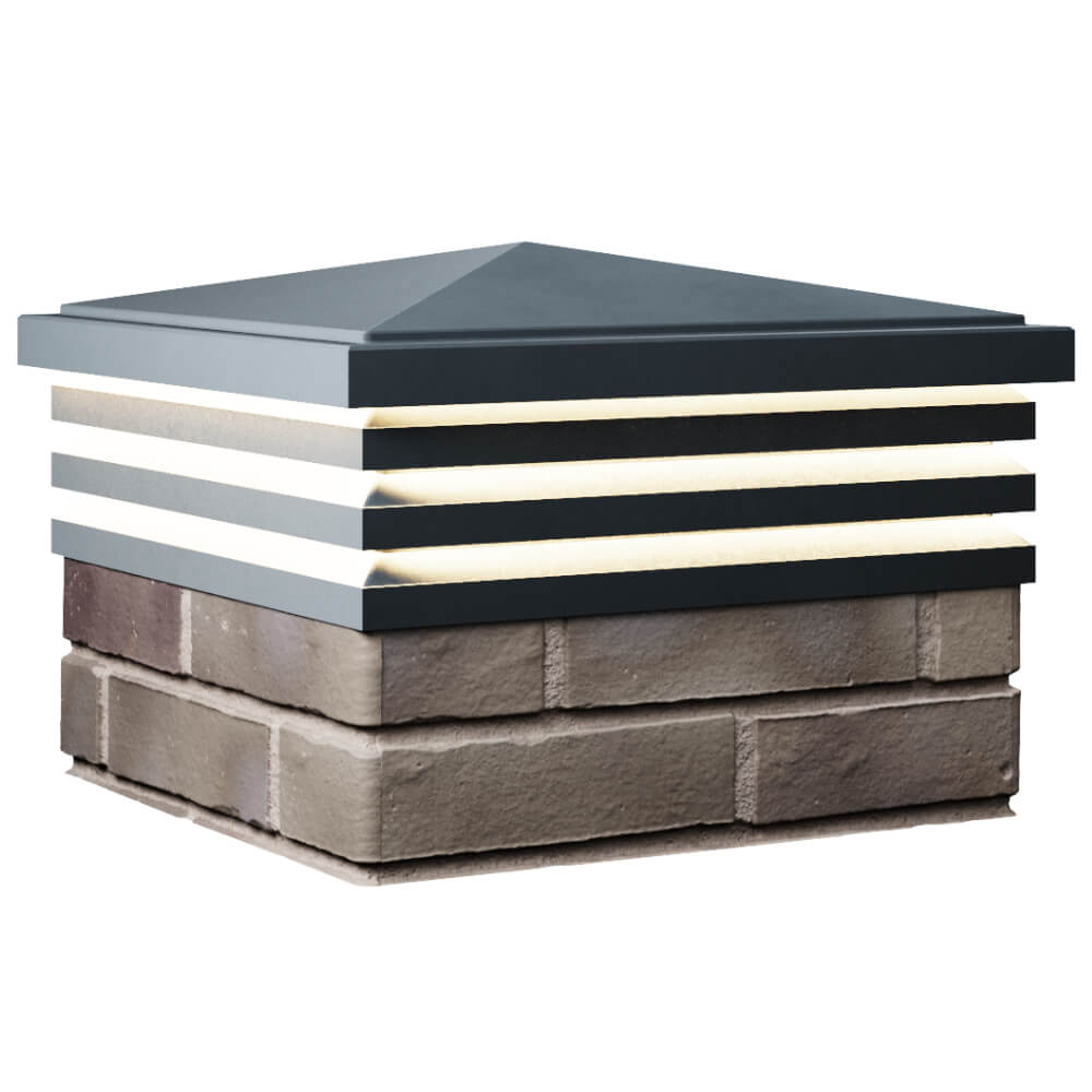 Колпак Zking Бона ХайТек Серый на столб 1.5х1.5 кирпича (385х385мм) с подсветкой в Омутнинске фото