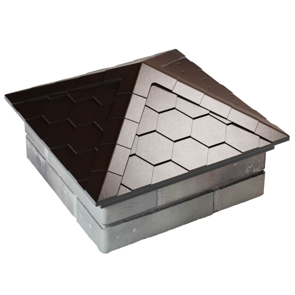 Колпак Zking Эверест Коричневый на столб 1.5х1.5 кирпича (390х390мм) в Омутнинске фото