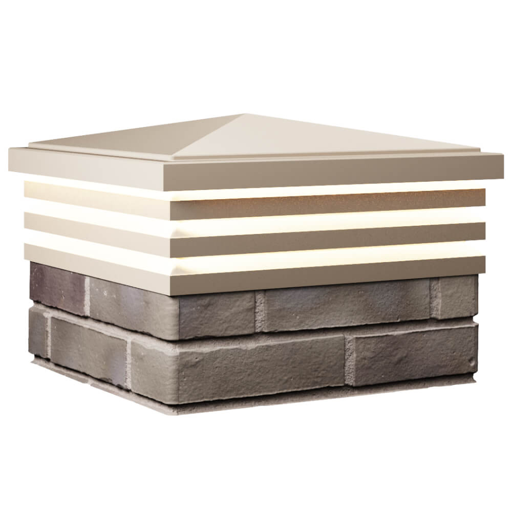 Колпак Zking Бона ХайТек Бежевый на столб 1.5х1.5 кирпича (385х385мм) с подсветкой в Омутнинске фото