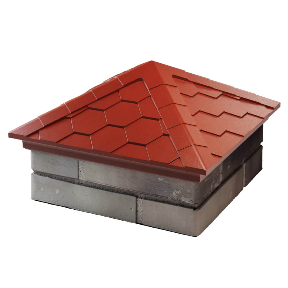 Колпак Zking Эверест Красный на столб 1.5х1.5 кирпича (390х390мм) в Омутнинске фото