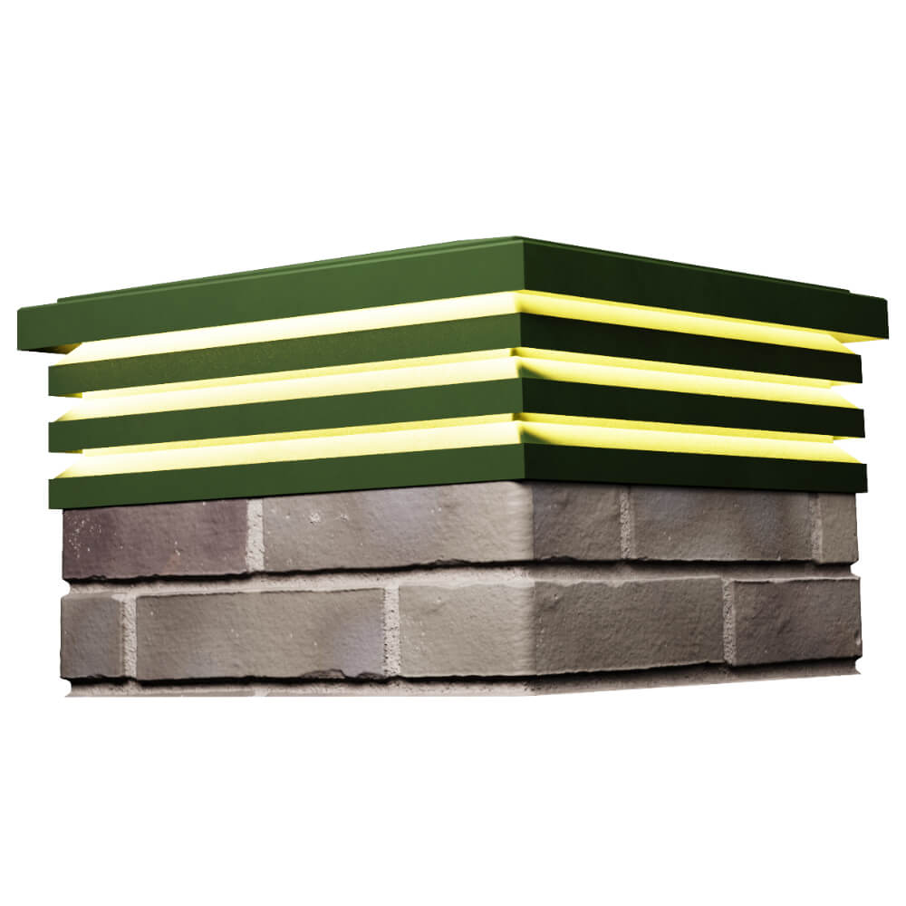 Колпак Zking Бона ХайТек Зеленый на столб 1.5х1.5 кирпича (385х385мм) с подсветкой в Омутнинске фото