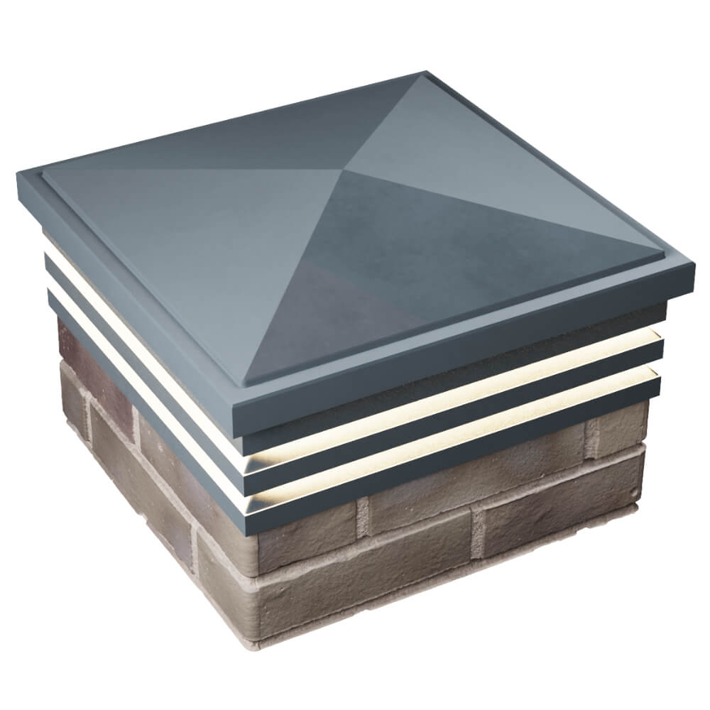 Колпак Zking Бона ХайТек Серый на столб 1.5х1.5 кирпича (385х385мм) с подсветкой в Омутнинске фото