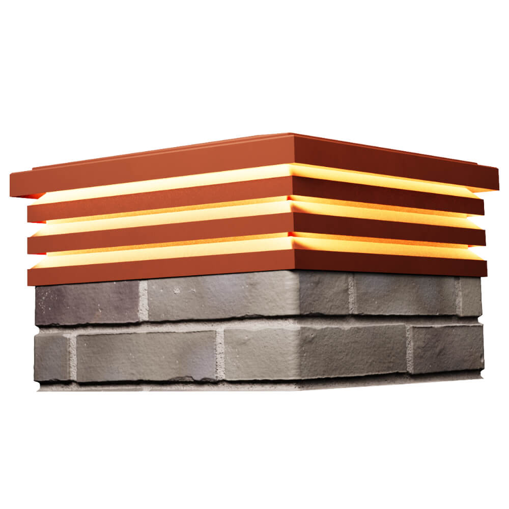 Колпак Zking Бона ХайТек Красный на столб 1.5х1.5 кирпича (385х385мм) с подсветкой в Омутнинске фото