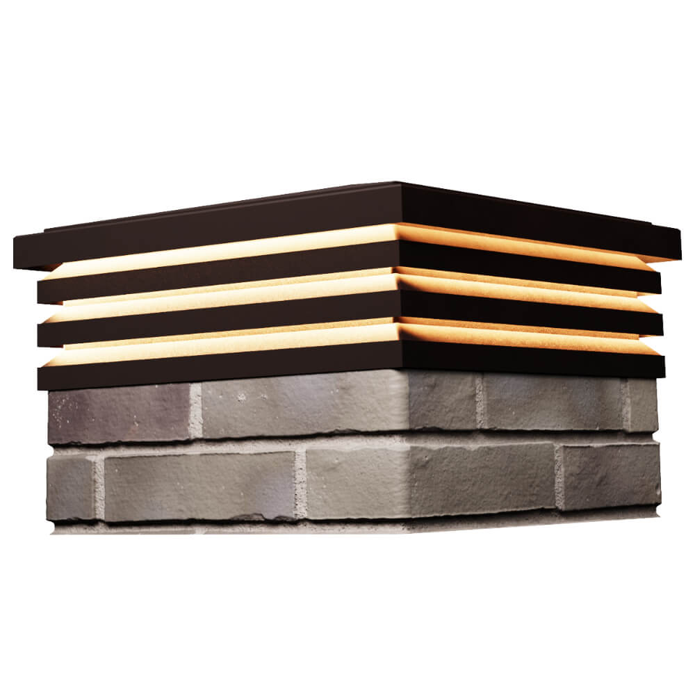 Колпак Zking Бона ХайТек Коричневый на столб 1.5х1.5 кирпича (385х385мм) с подсветкой в Омутнинске фото