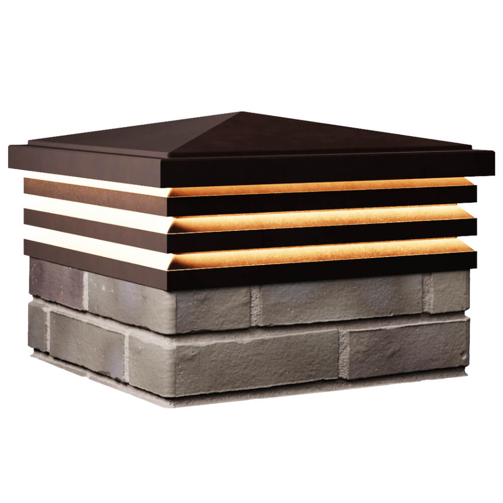 Колпак Zking Бона ХайТек Коричневый на столб 1.5х1.5 кирпича (385х385мм) с подсветкой в Омутнинске фото