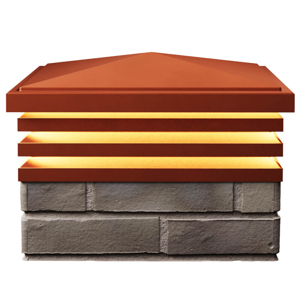 Колпак Zking Бона ХайТек Красный на столб 1.5х1.5 кирпича (385х385мм) с подсветкой в Омутнинске фото