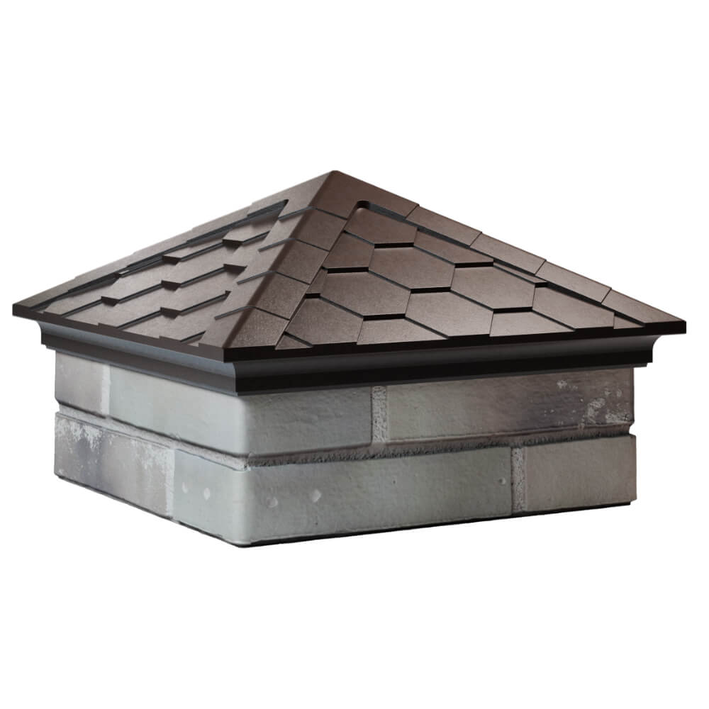 Колпак Zking Эверест Коричневый на столб 1.5х1.5 кирпича (390х390мм) в Омутнинске фото