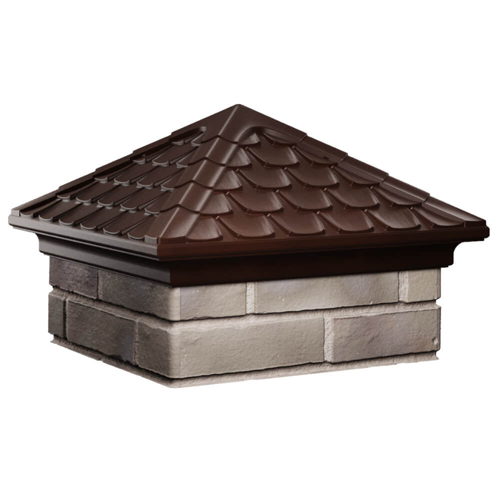 Колпак Zking Эльбрус Коричневый на столб 1.5х1.5 кирпича (385х385мм) в Омутнинске фото