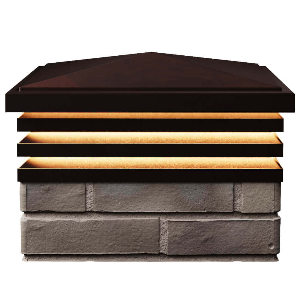 Колпак Zking Бона ХайТек Коричневый на столб 1.5х1.5 кирпича (385х385мм) с подсветкой в Омутнинске фото